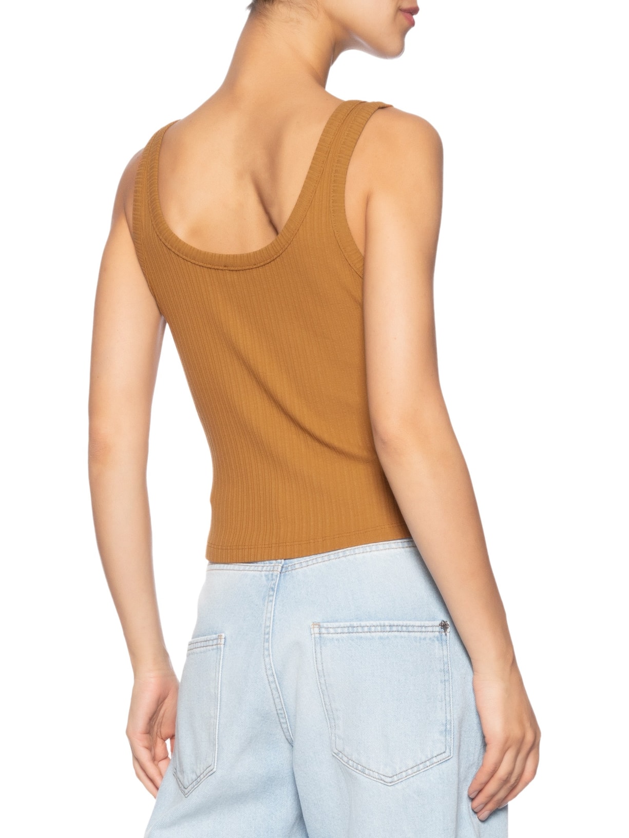 Regata Feminina Canelada Marrom Forum