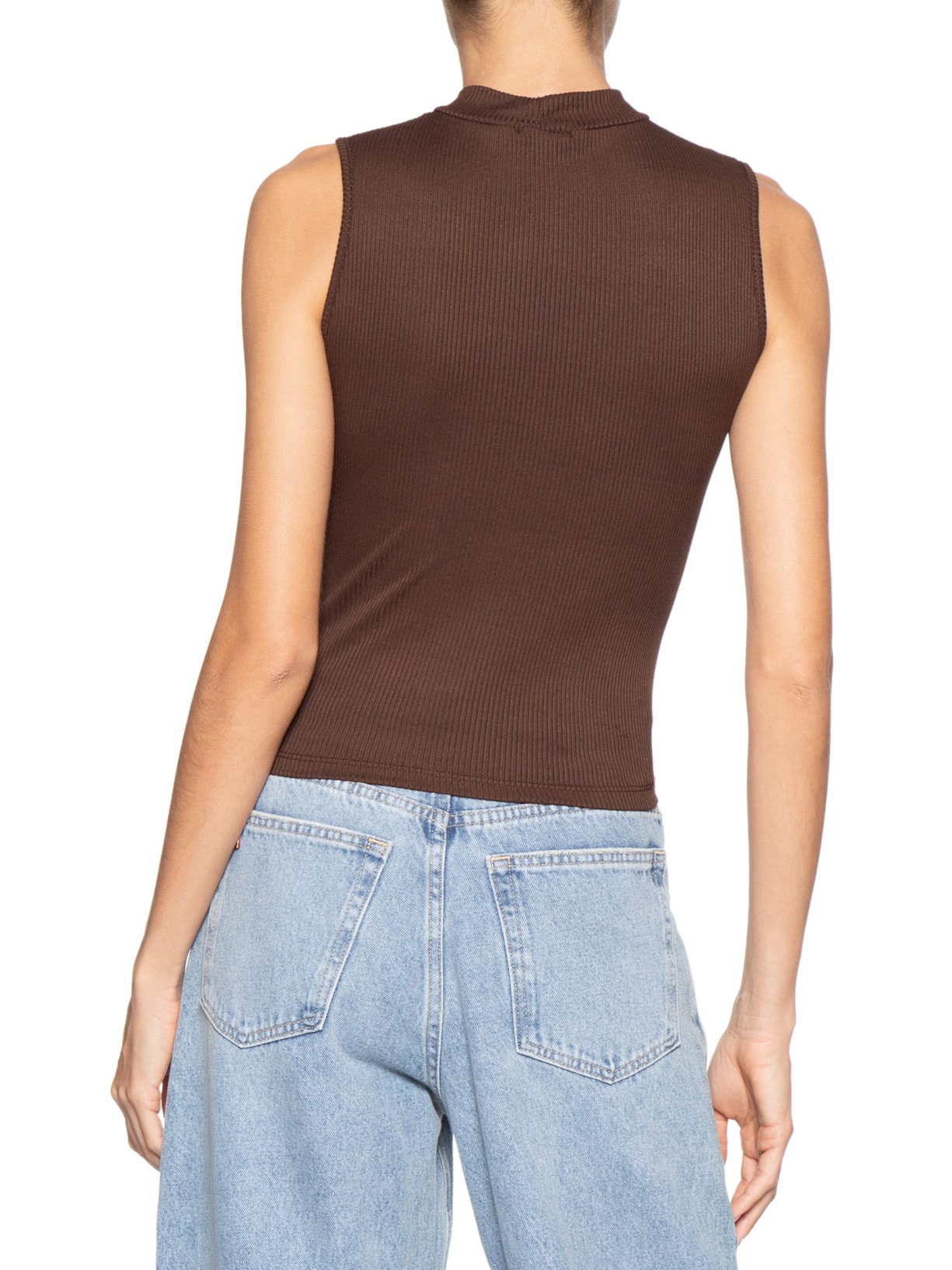 Regata Feminina Canelada Marrom Basiq