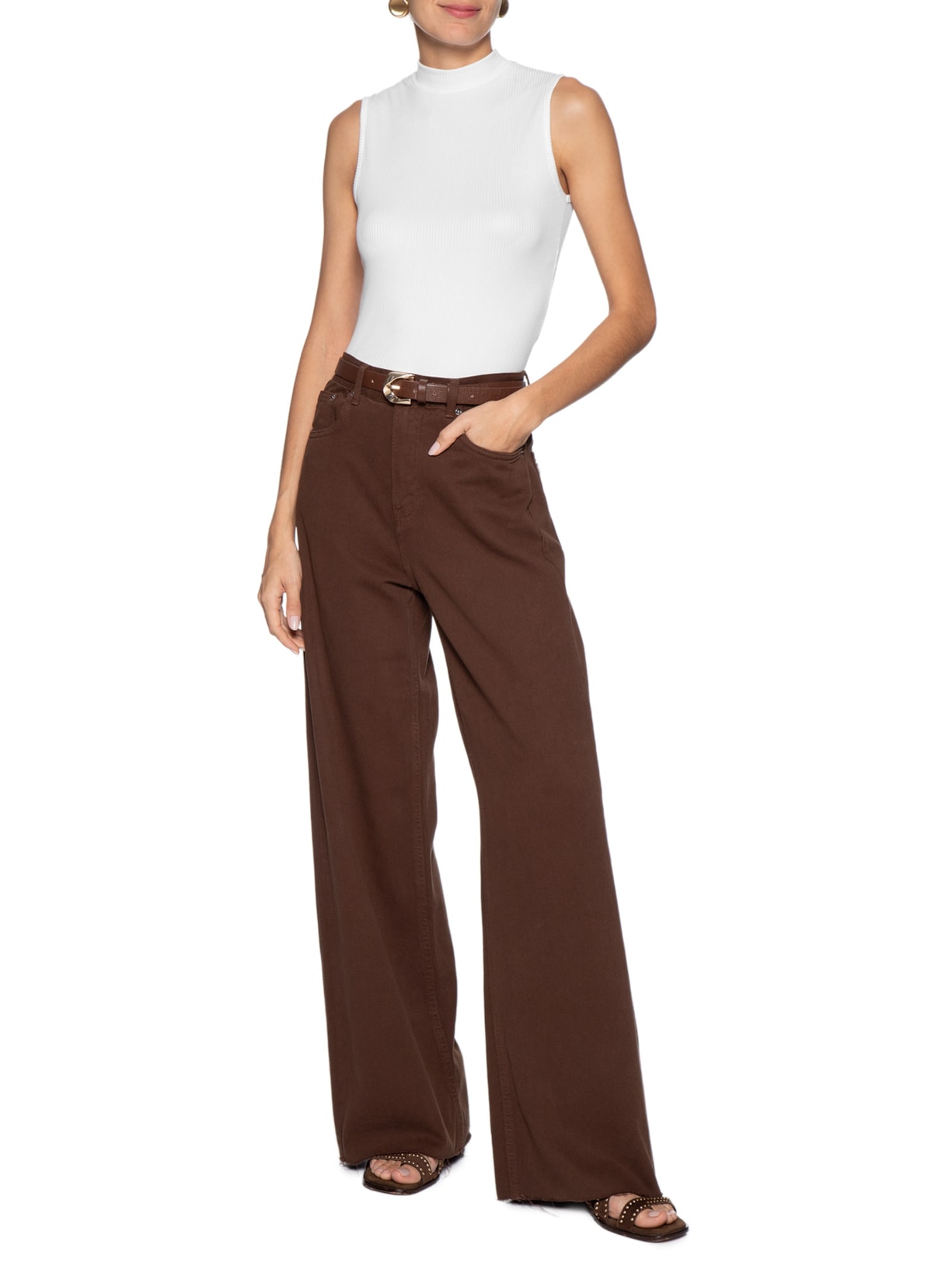 Regata Feminina Canelada Off White Basiq