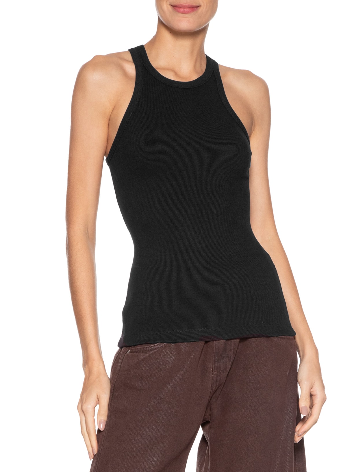 Regata Feminina Canelada Preto Forum