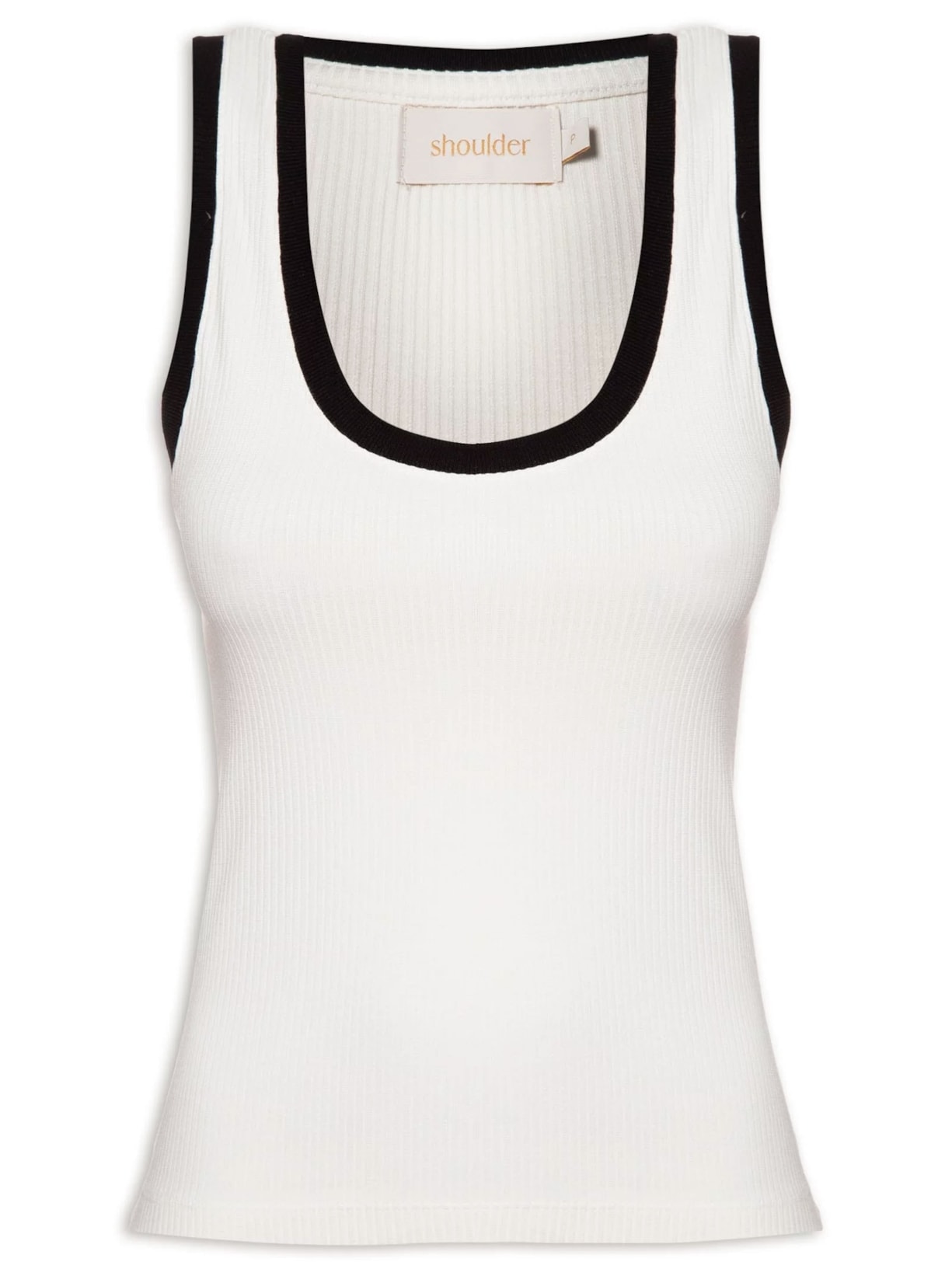 Regata Feminina Canelada Retilínea Contraste - Off White