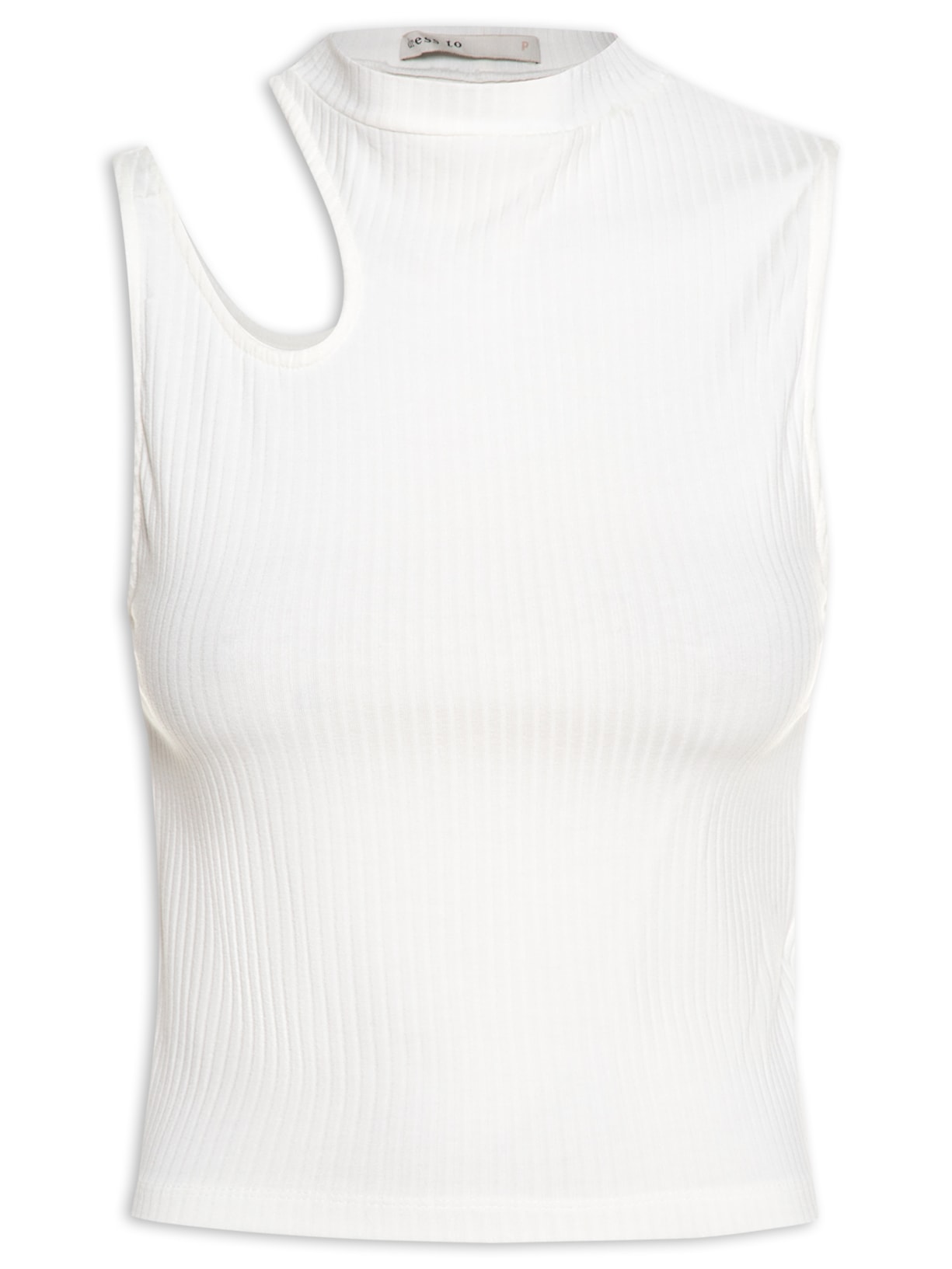 Regata Feminina Canelada Vazado Ombro - Off White