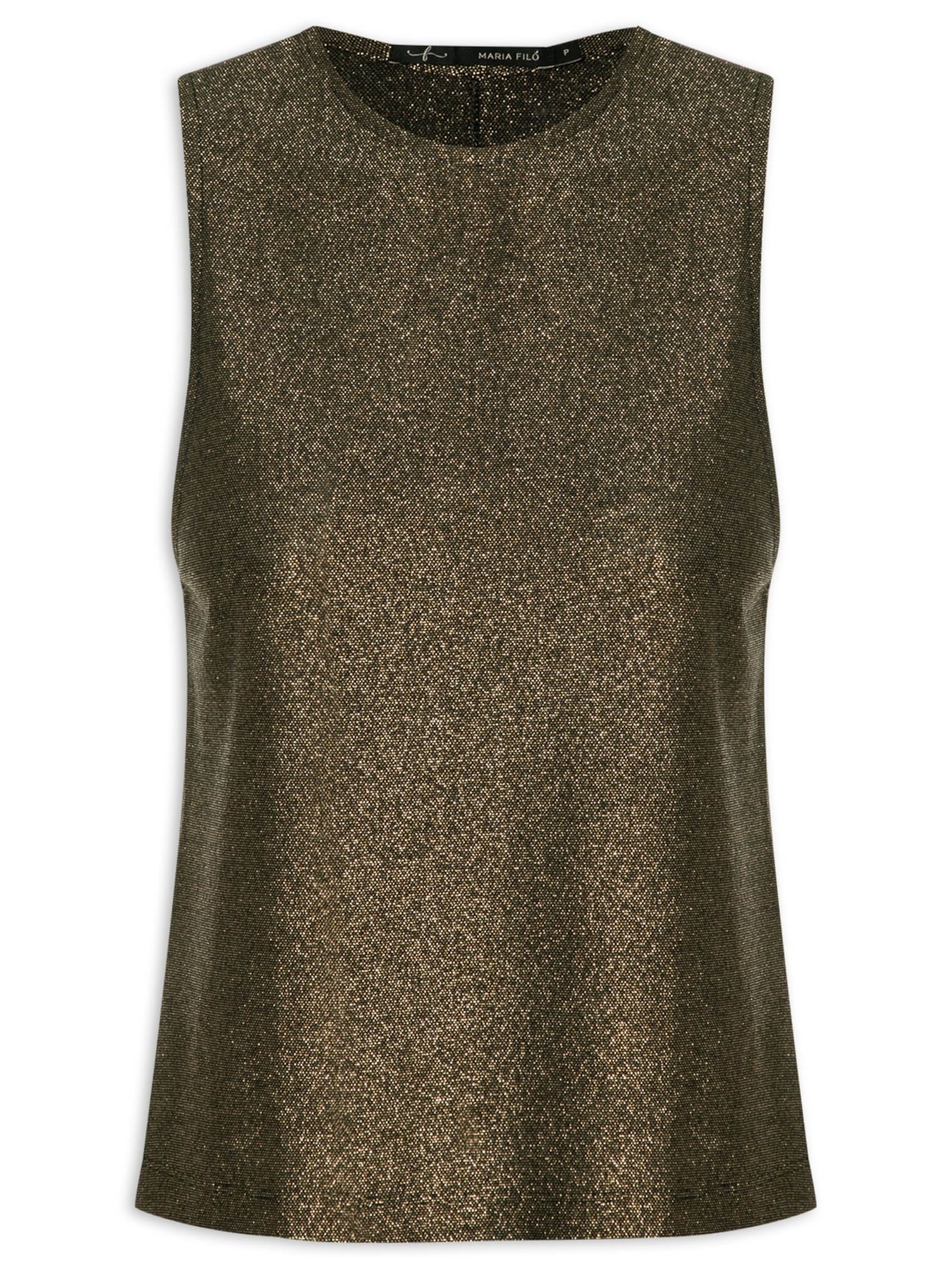 Regata Feminina Cava Deslocada Lurex - Dourado