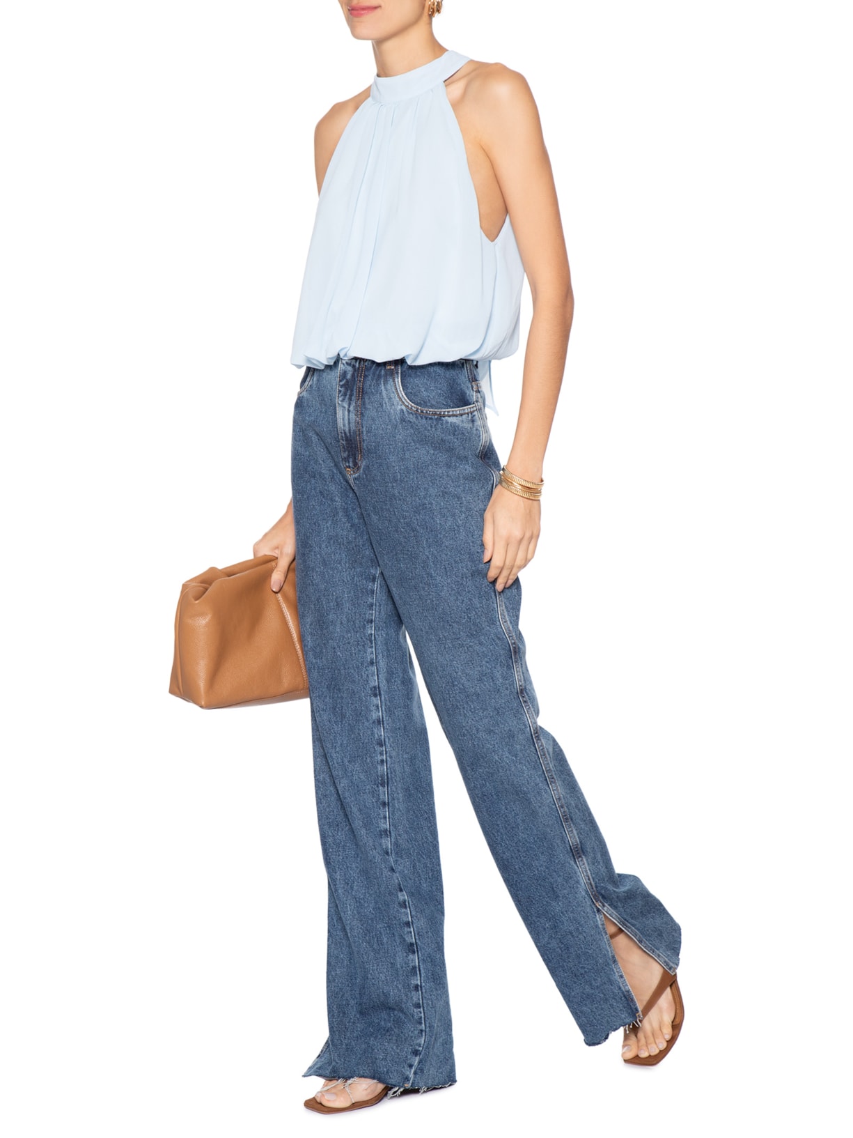 Regata Feminina Com Amarração Azul Market 33