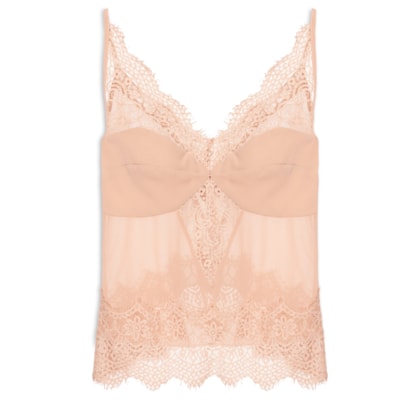 Regata Feminina Com Aplicação De Renda - Bege