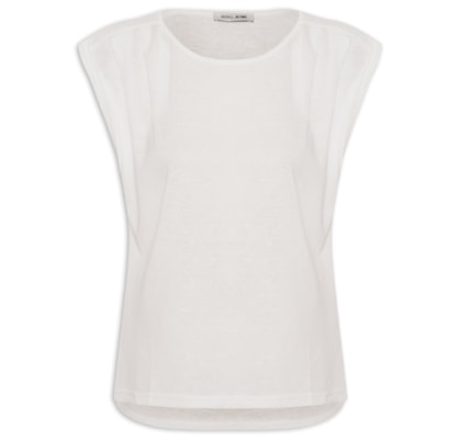 Regata Feminina Com Pregas No Ombro - Branco