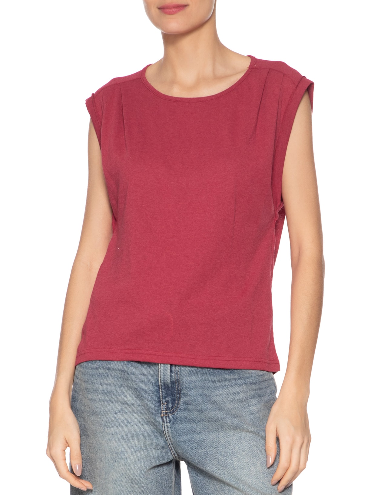 Regata Feminina Com Pregas No Ombro Vermelho Animale Jeans