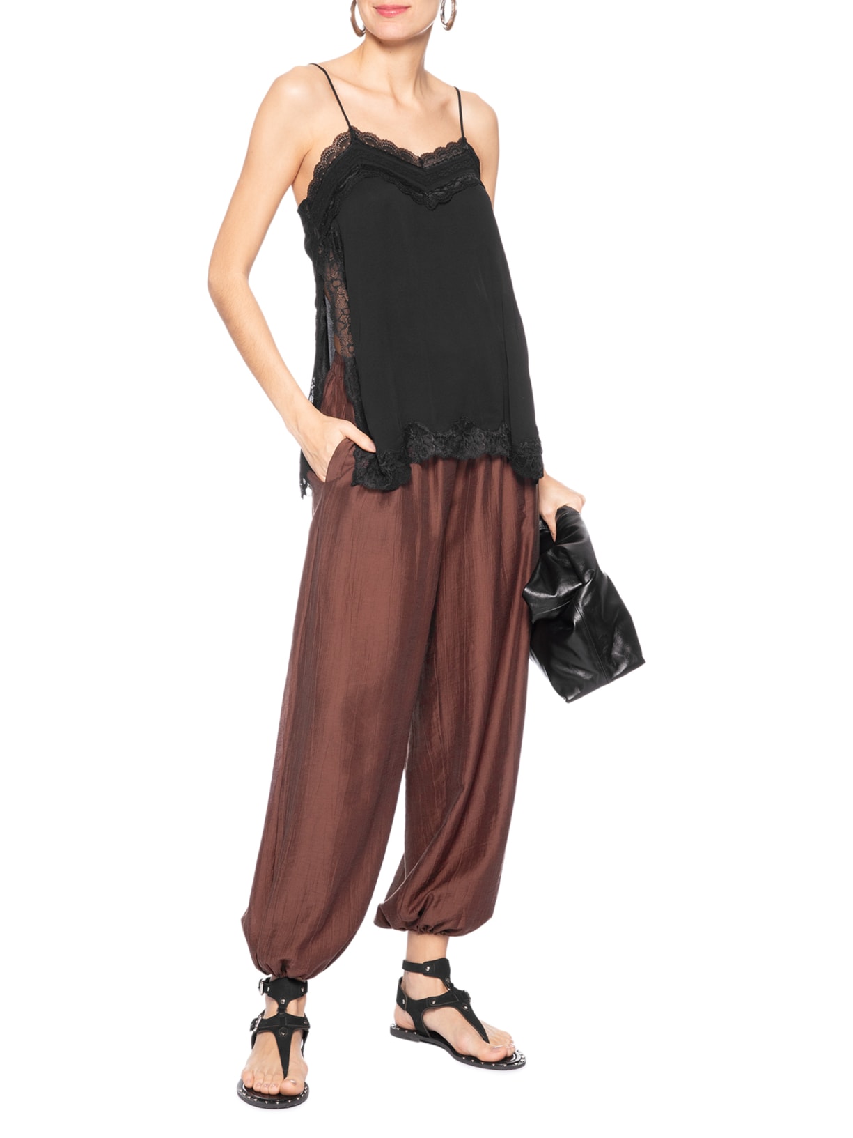 Regata Feminina Com Renda GGT Preto Animale Jeans