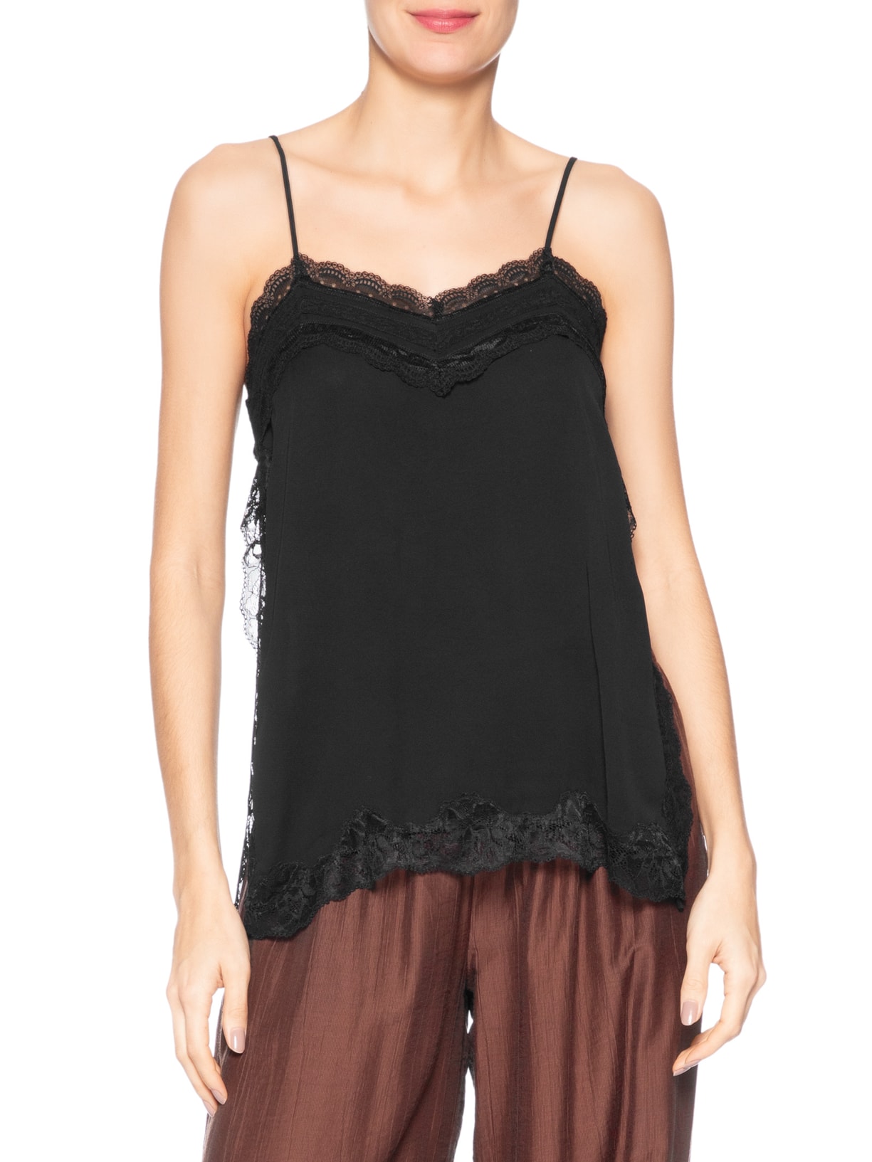 Regata Feminina Com Renda GGT Preto Animale Jeans