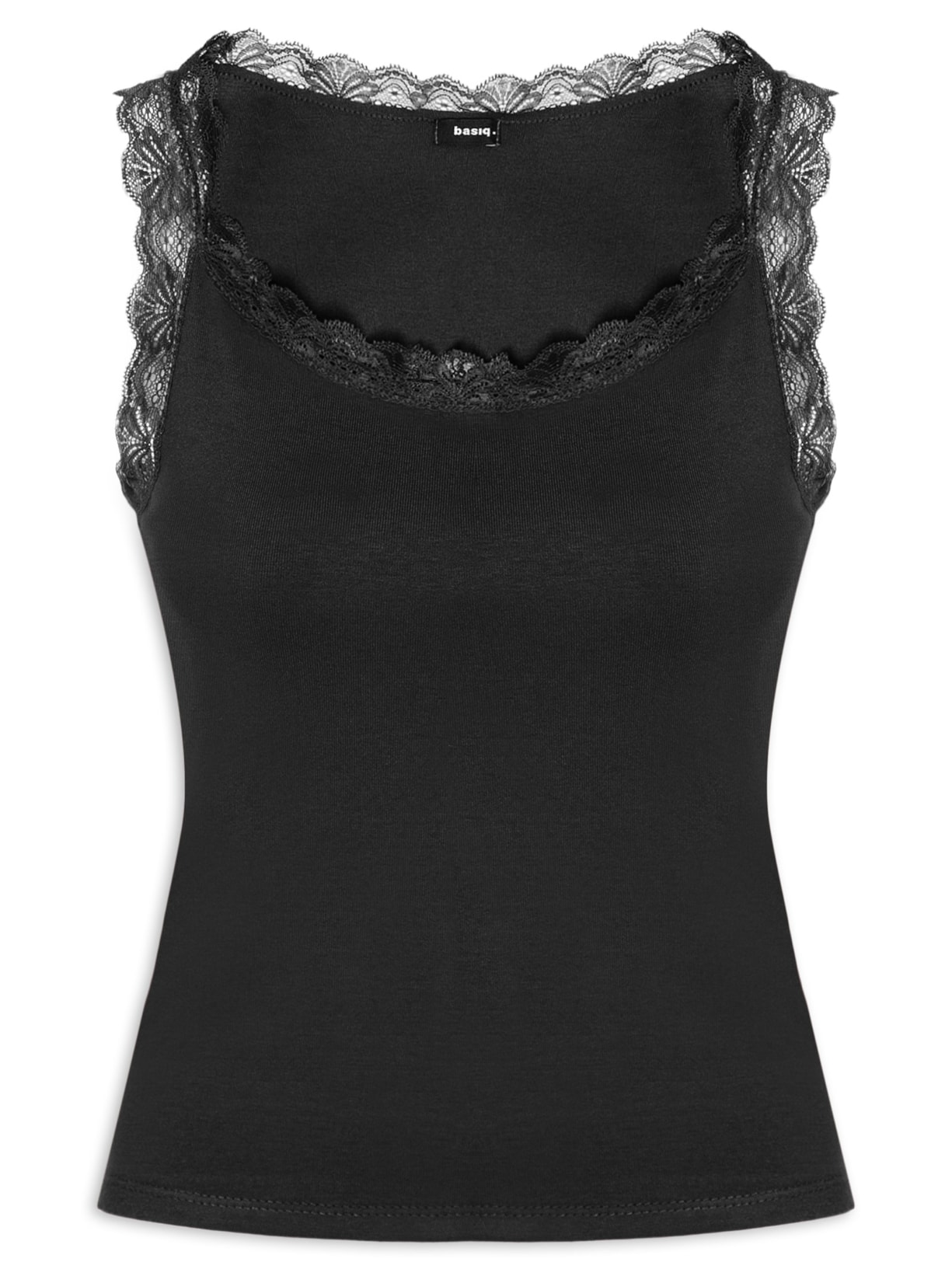 Regata Feminina Com Renda Preto Basiq
