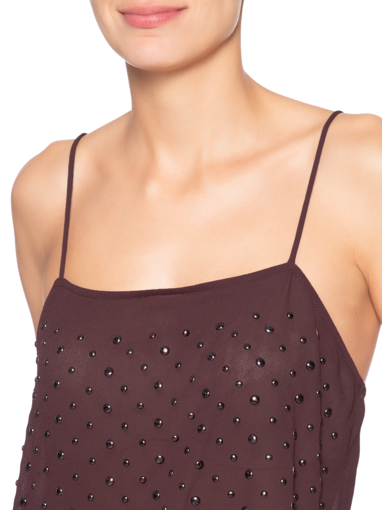 Regata Feminina Com Tachas Marrom Animale