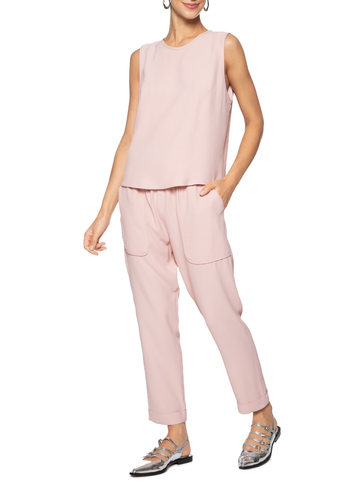 Regata Feminina Cream Rosa Mixed