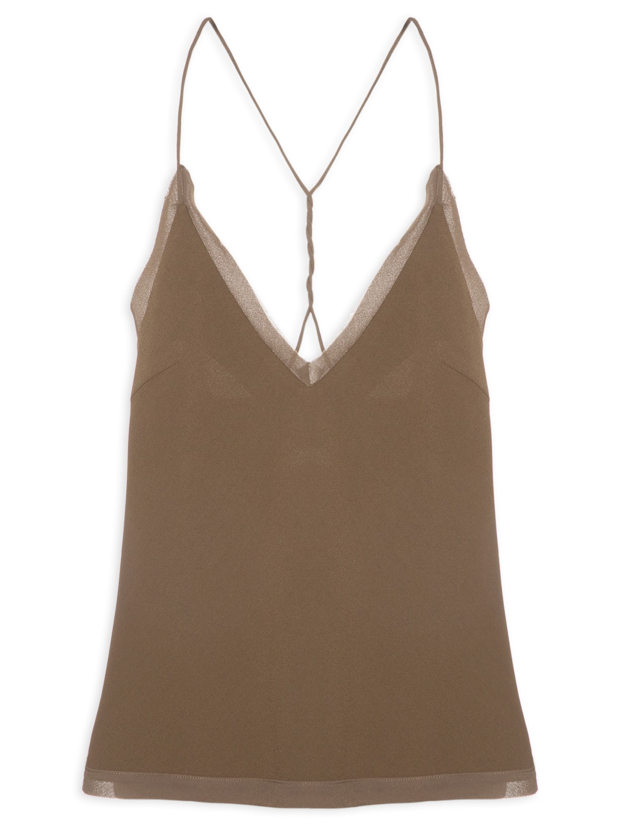 Regata Feminina Crepe Nó - Marrom