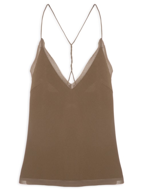 Regata Feminina Crepe Nó - Marrom