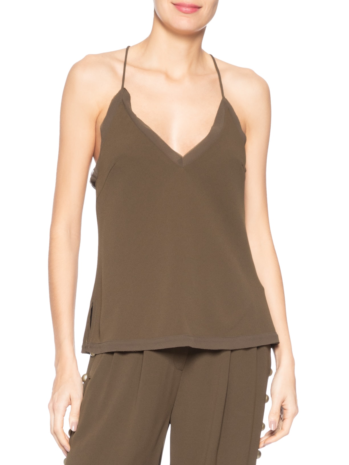 Regata Feminina Crepe Nó Marrom Animale Jeans