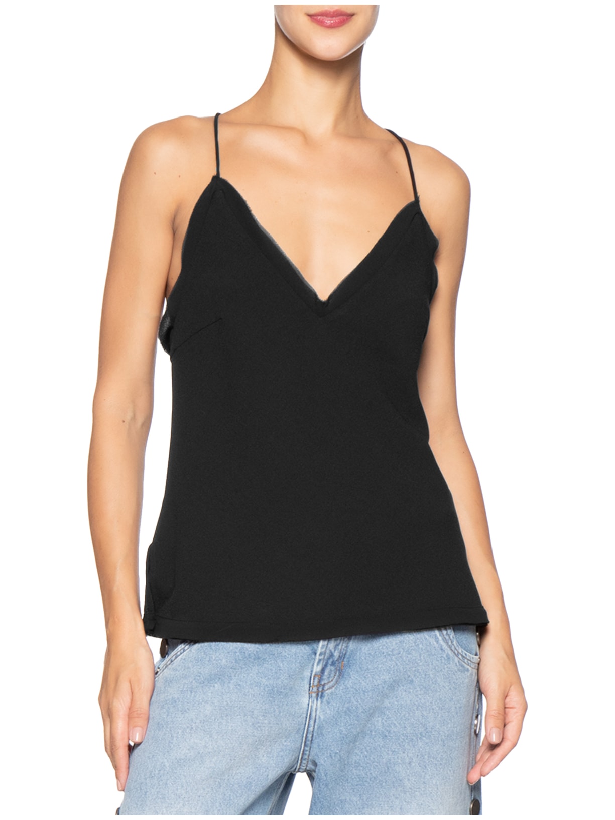 Regata Feminina Crepe Nó Preto Animale Jeans