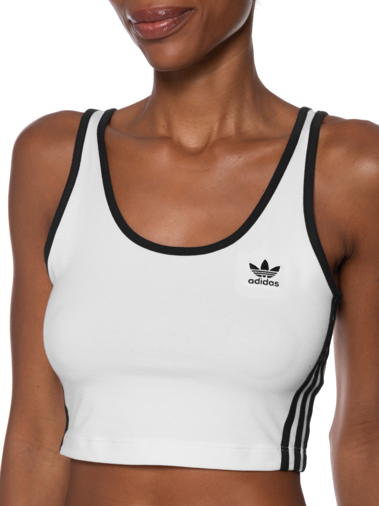 Regata Feminina Crooped 3 Stripes Branco Adidas Originals