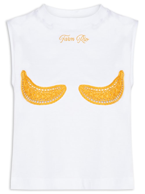 Regata Feminina Cropped Bananas Richillieu - Branco