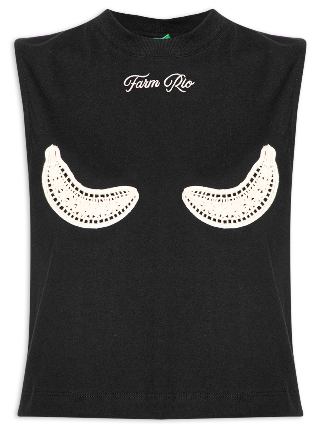 Regata Feminina Cropped Bananas Richillieu – Preto Farm