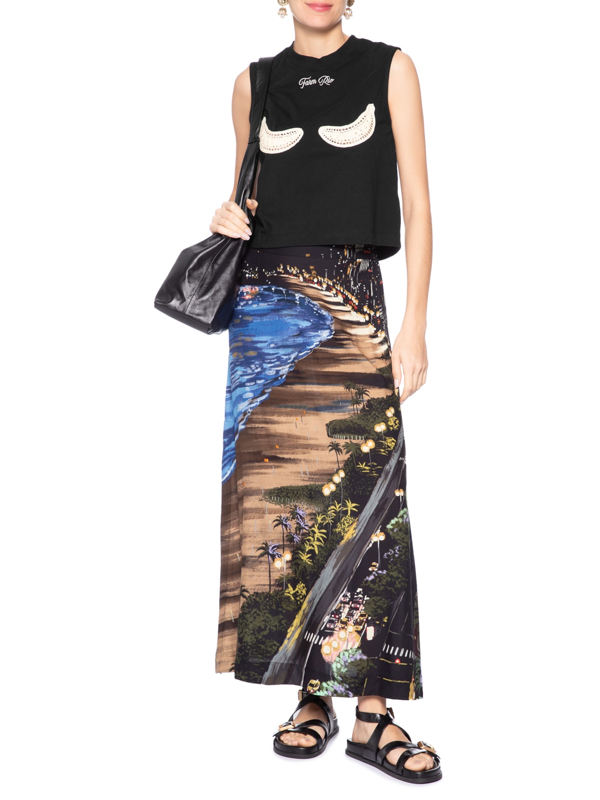 Regata Feminina Cropped Bananas Richillieu – Preto Farm