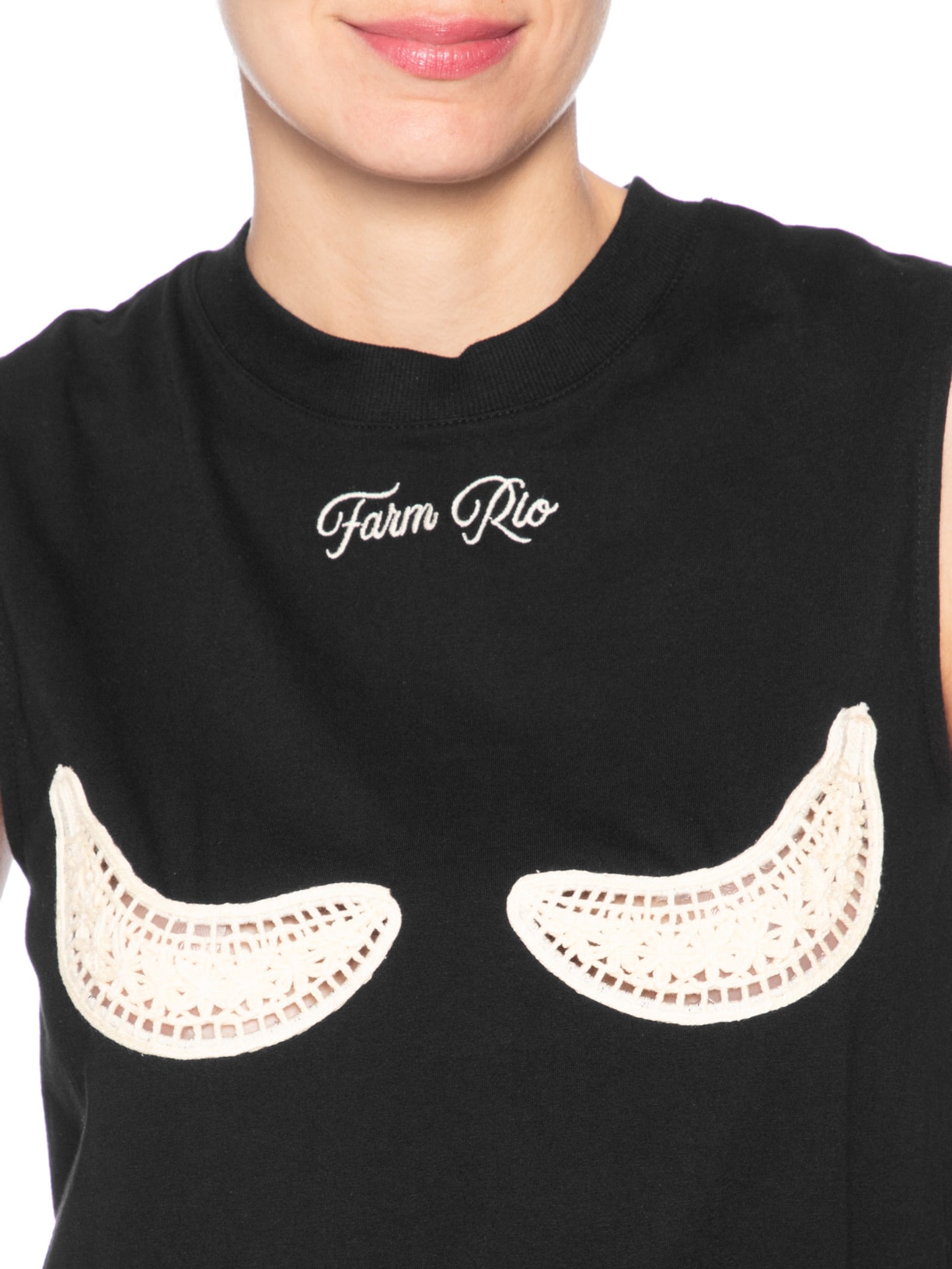 Regata Feminina Cropped Bananas Richillieu – Preto Farm
