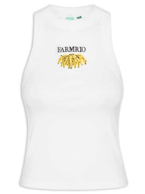 Regata Feminina Cropped Bordada Banana - Branco