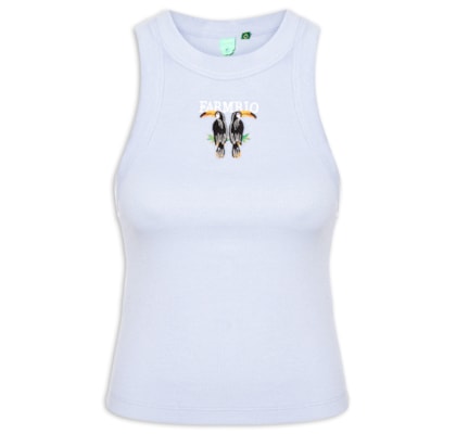 Regata Feminina Cropped Bordada Tucano - Azul