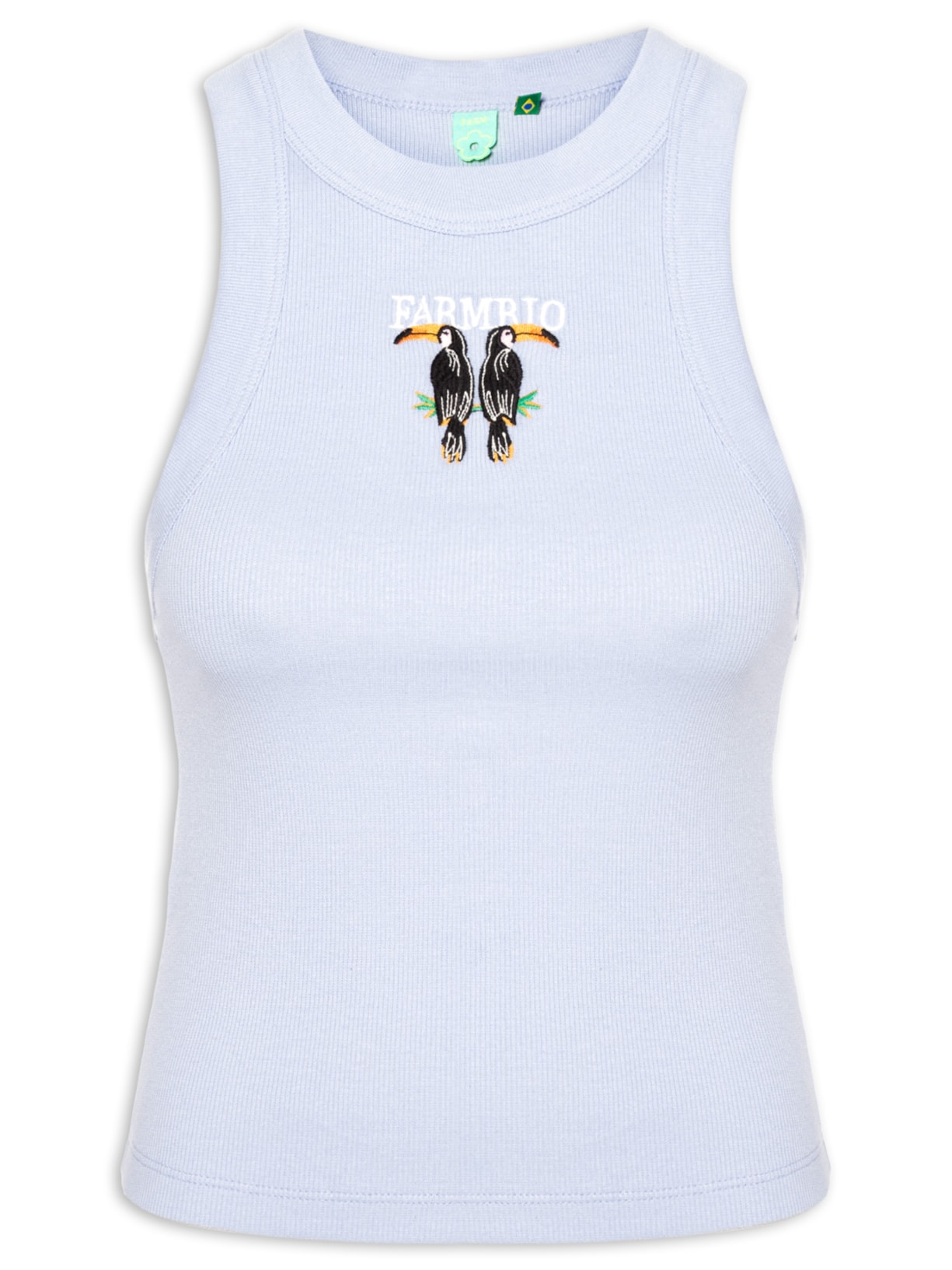 Regata Feminina Cropped Bordada Tucano - Azul