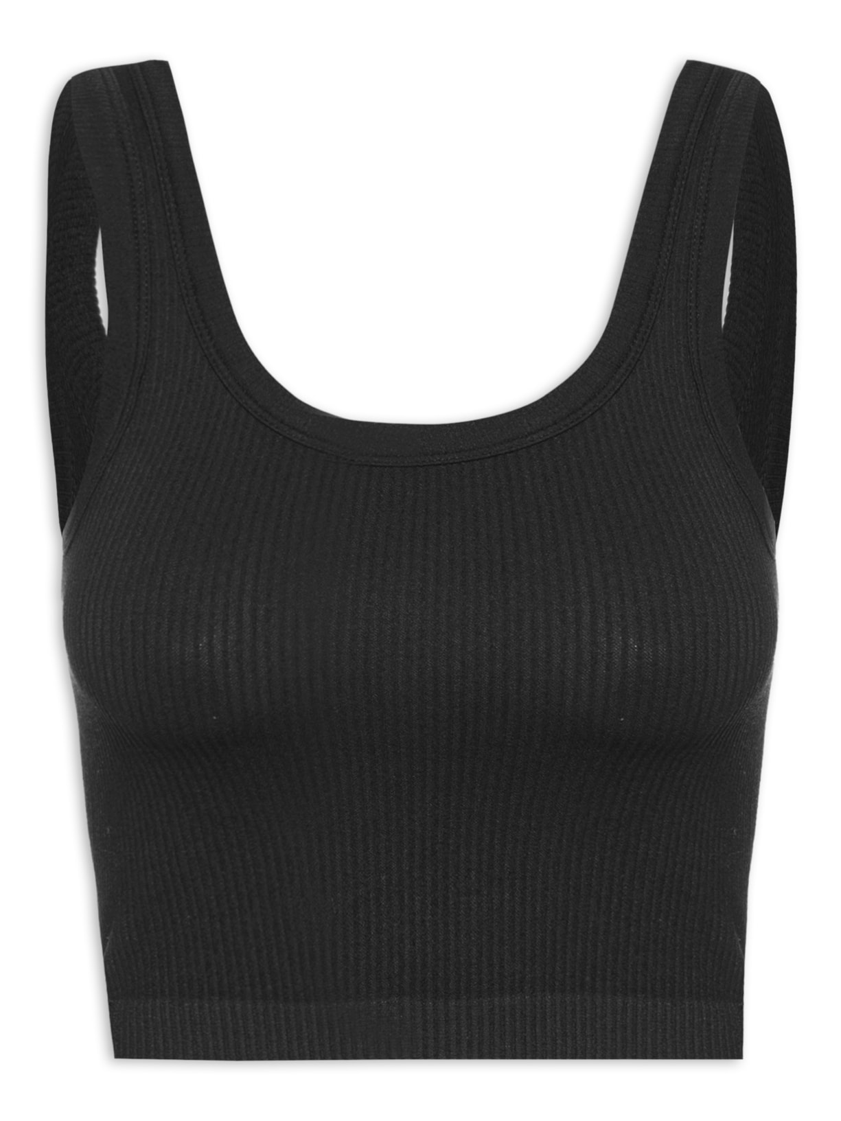 Regata Feminina Cropped Canelada - Preto