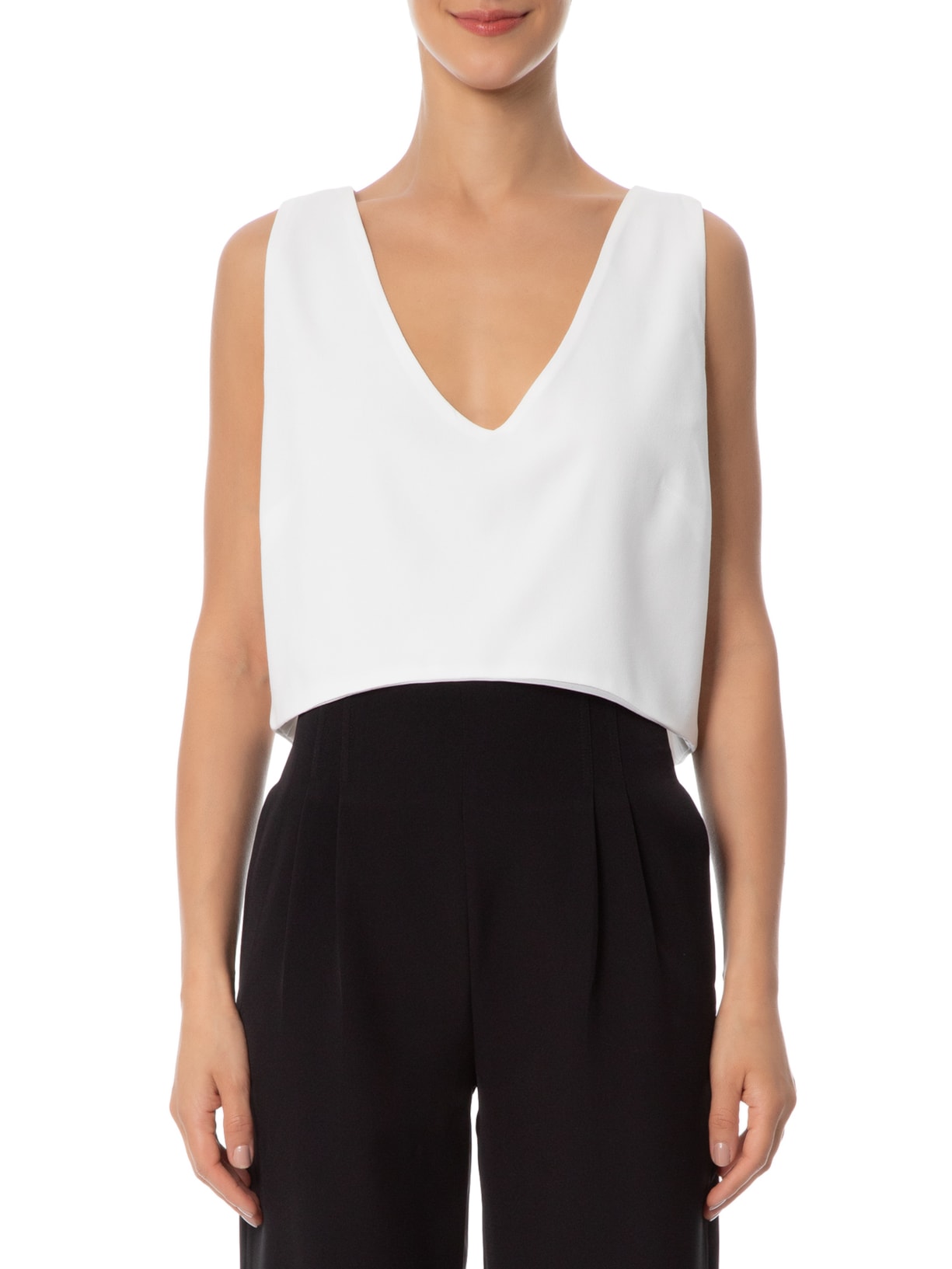 Regata Feminina Cropped Com Barra Assimétrica Branco Animale