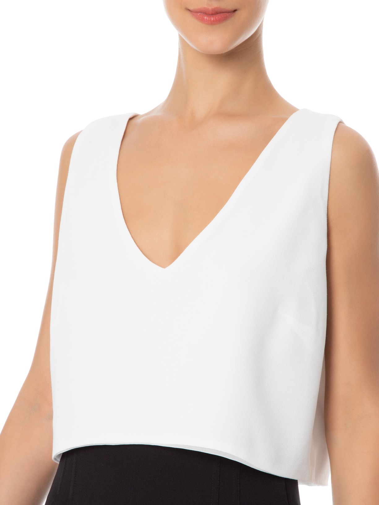 Regata Feminina Cropped Com Barra Assimétrica Branco Animale