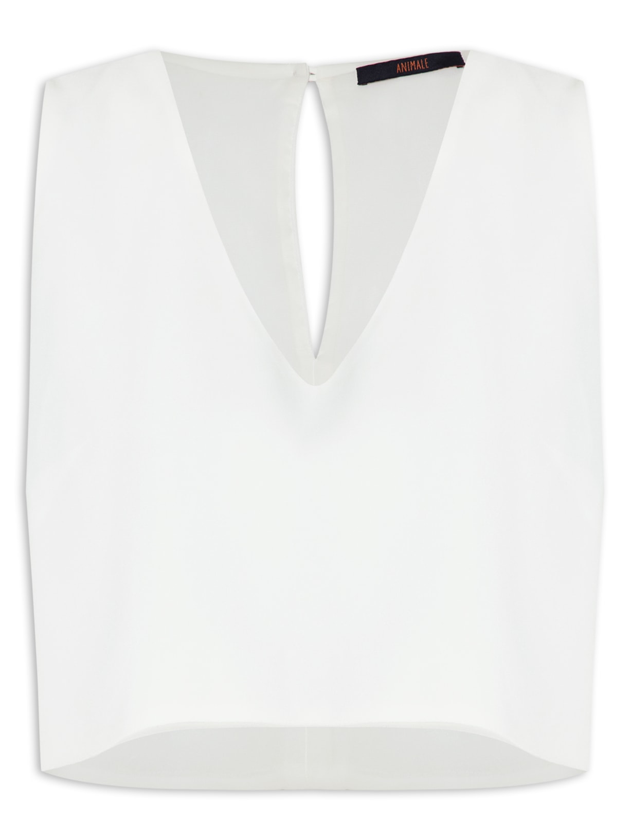 Regata Feminina Cropped Com Barra Assimétrica Branco Animale