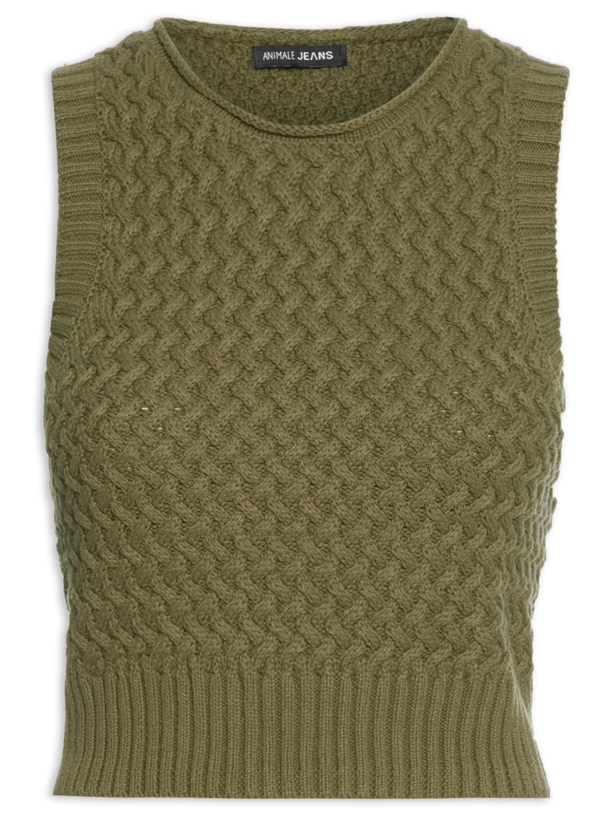 Regata Feminina Cropped De Tricot Textura - Verde