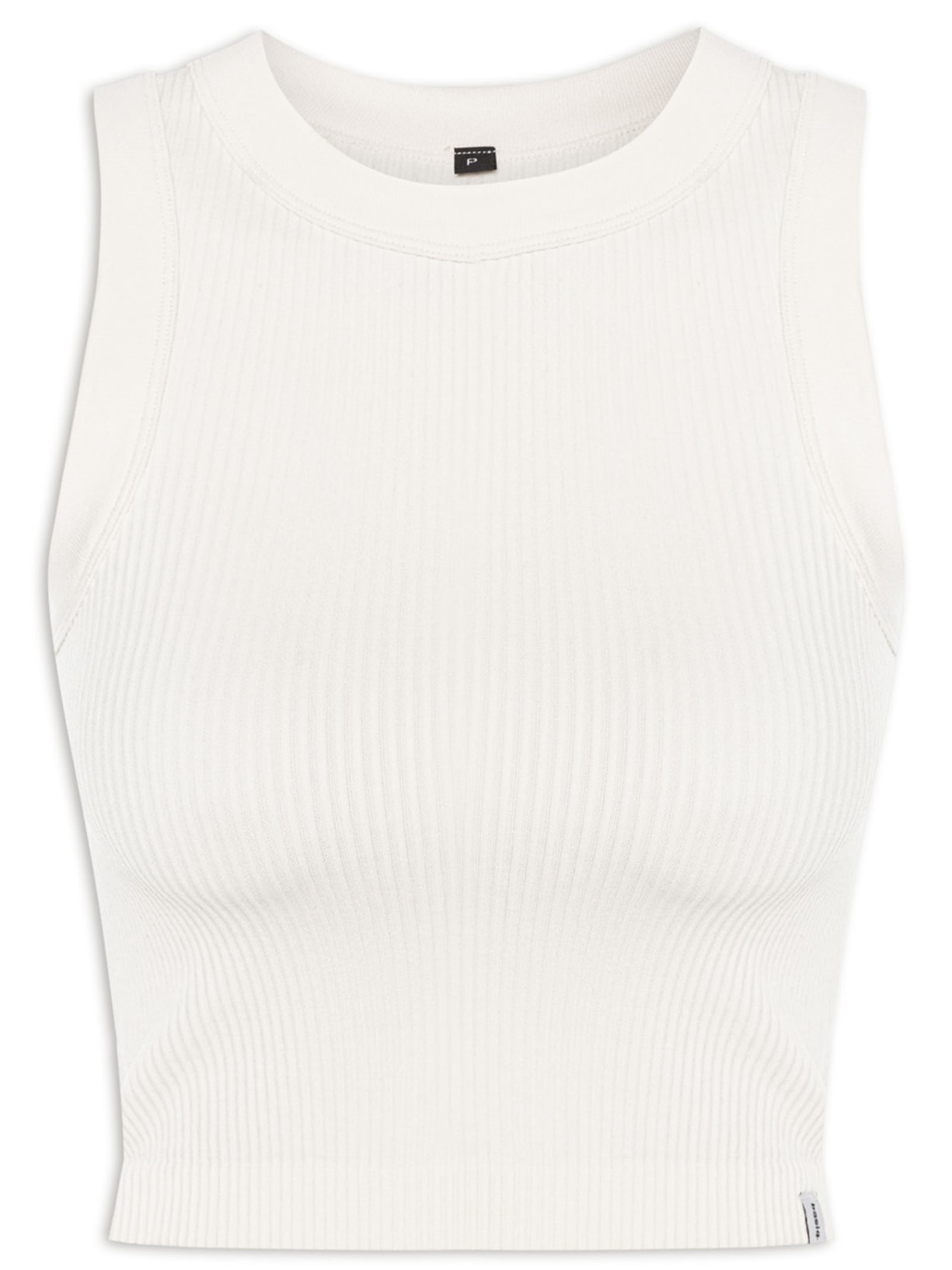 Regata Feminina Cropped Decote Redondo - Off White