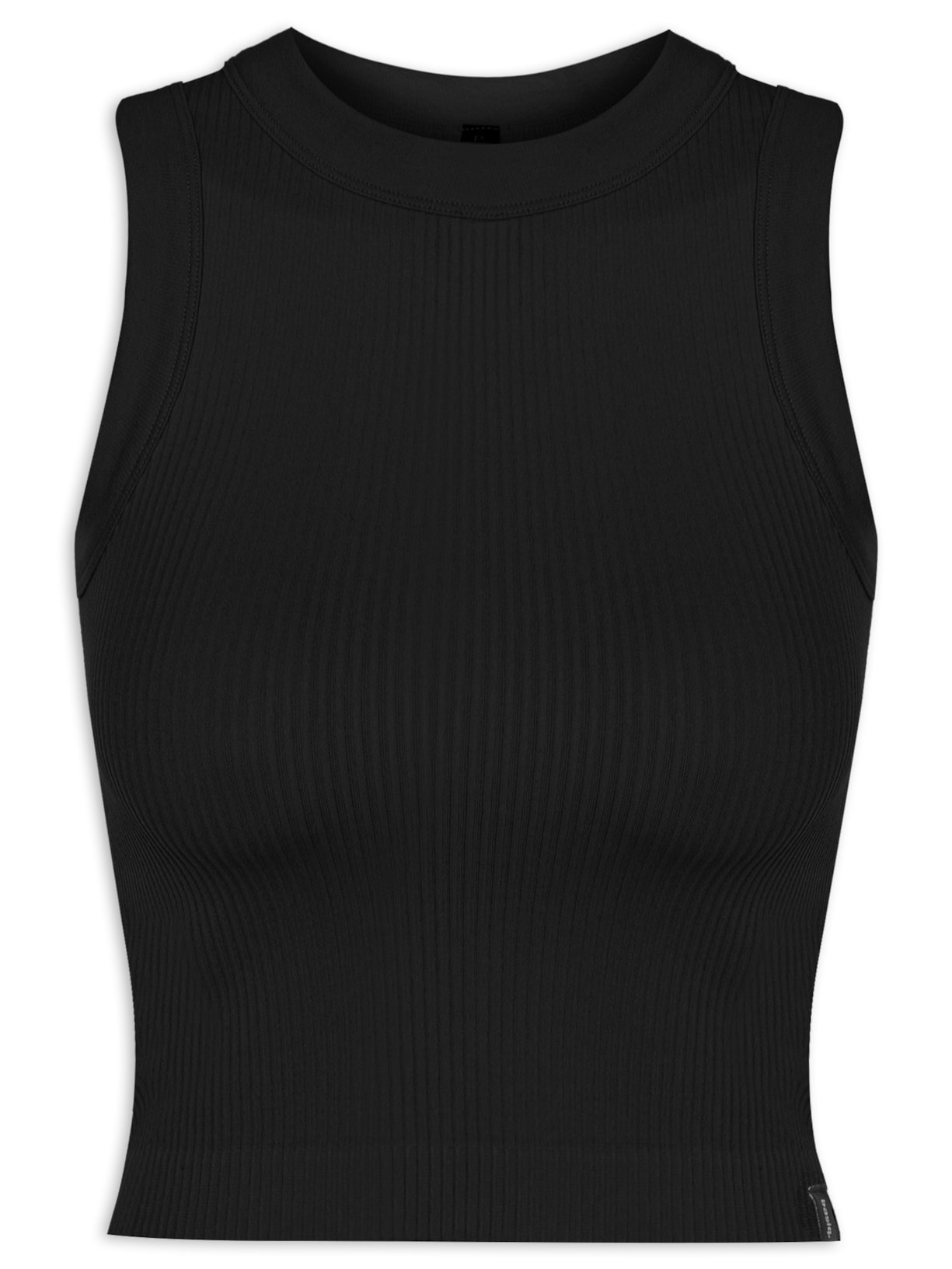 Regata Feminina Cropped Decote Redondo - Preto