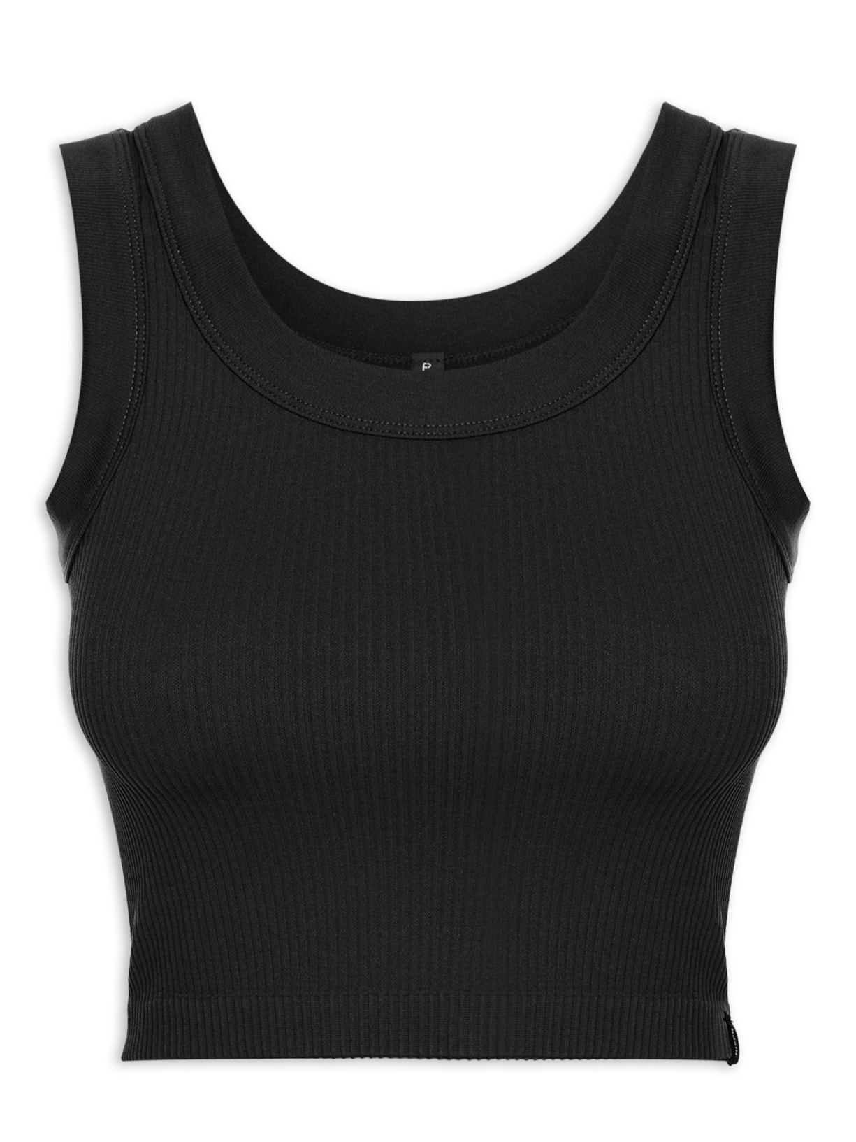 Regata Feminina Cropped Decote U - Preto