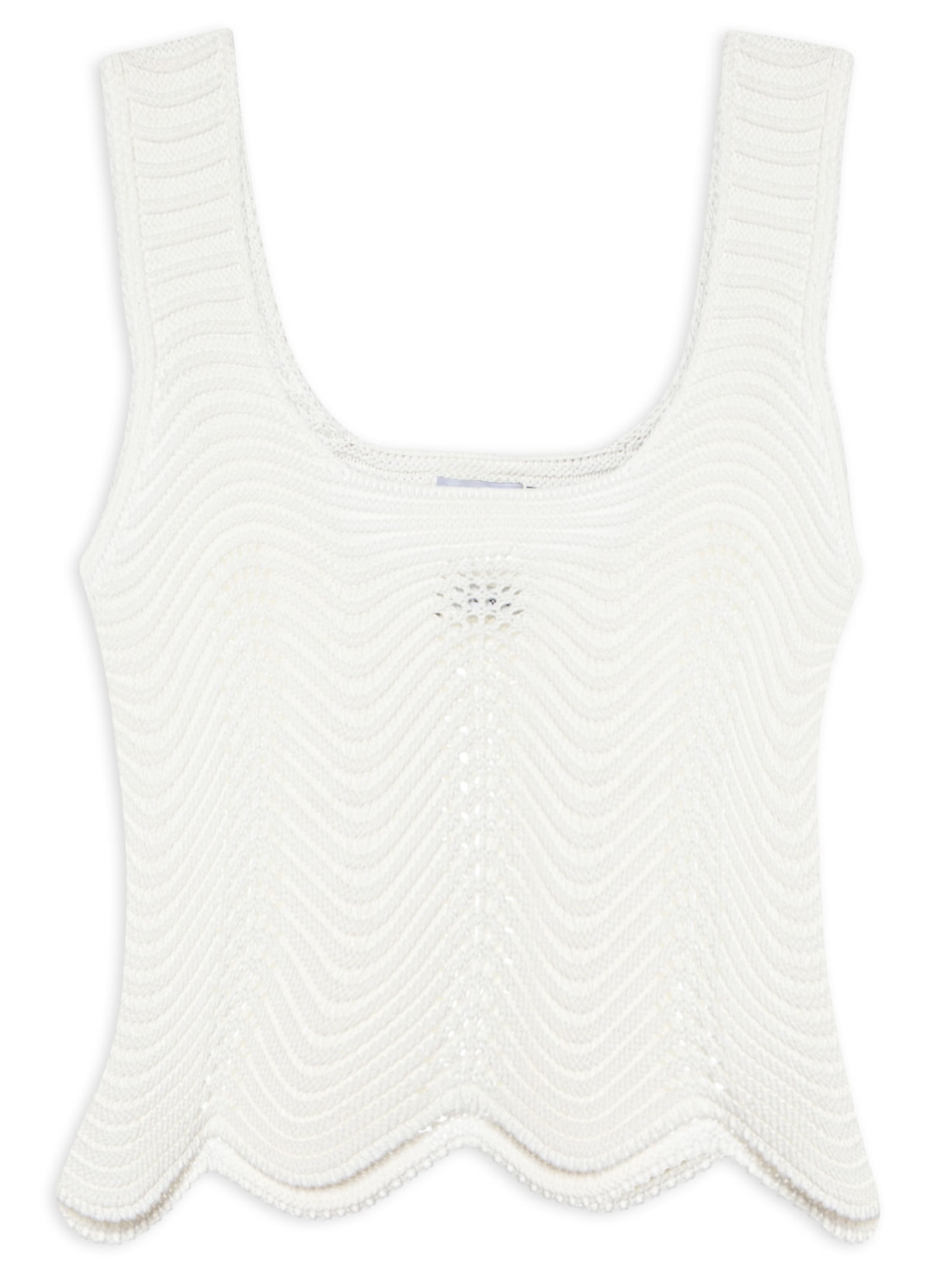 Regata Feminina Cropped Em Tricot - Off White