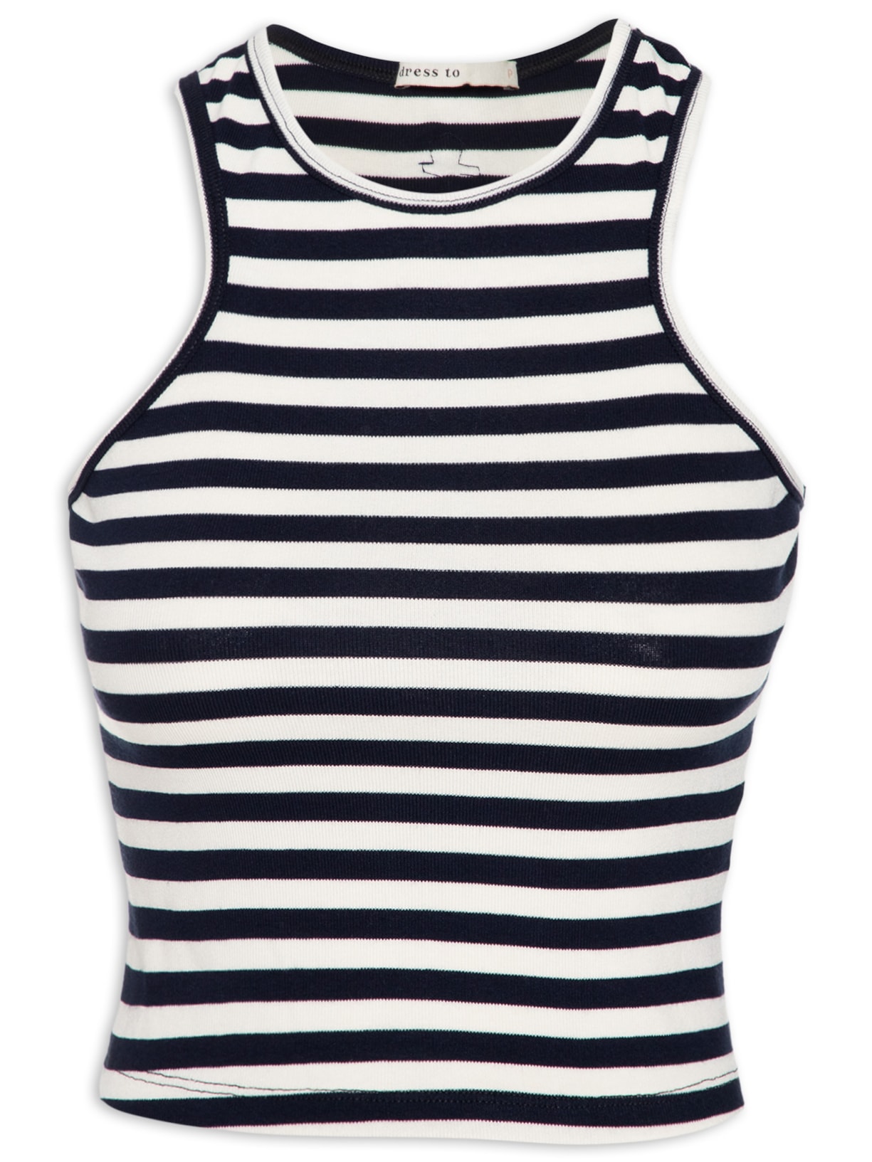 Regata Feminina Cropped Estampa Listra Patch âncora - Azul