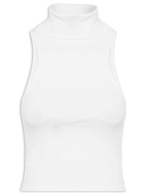 Regata Feminina Cropped Gola Bella - Branco