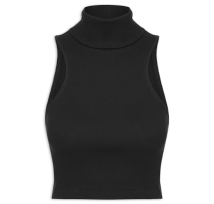 Regata Feminina Cropped Gola Bella - Preto