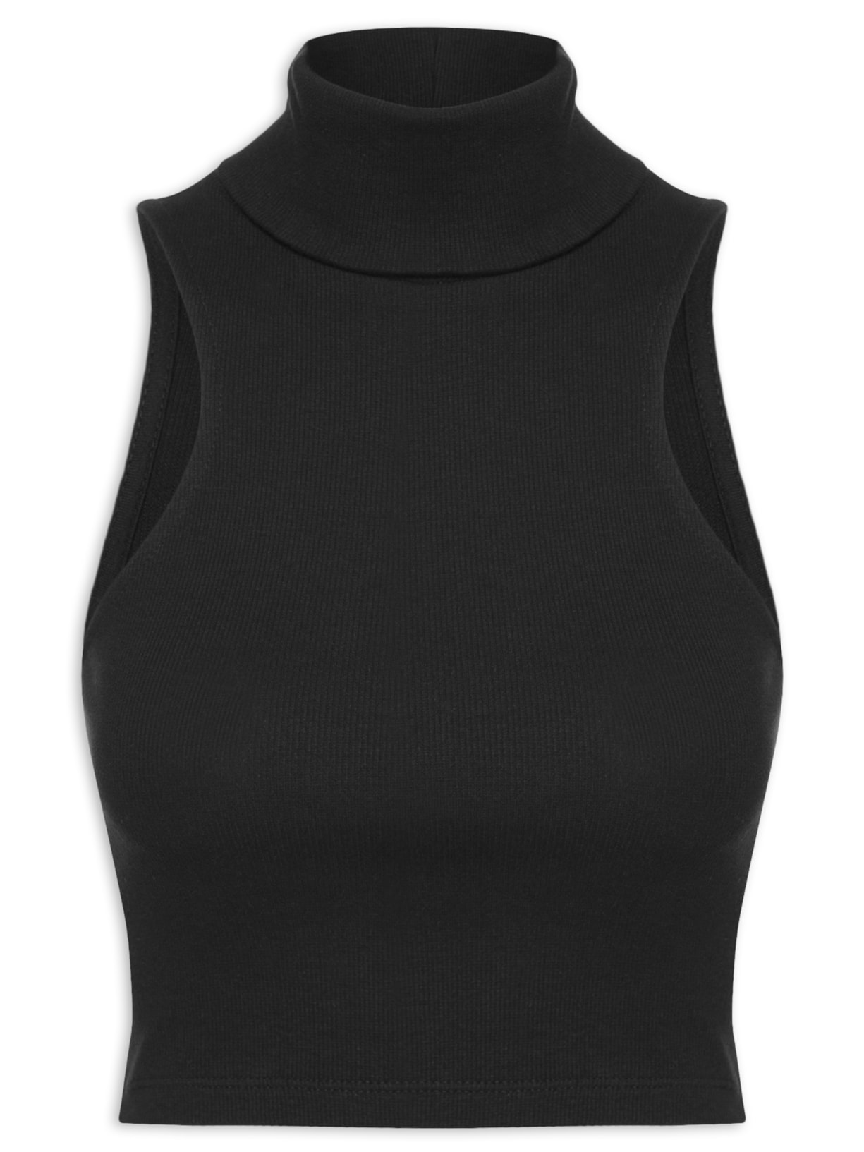 Regata Feminina Cropped Gola Bella - Preto