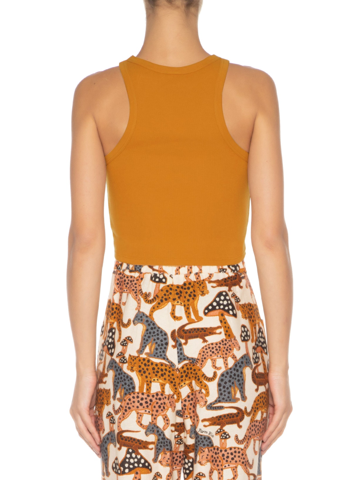 Regata Feminina Cropped Rib Marrom Farm