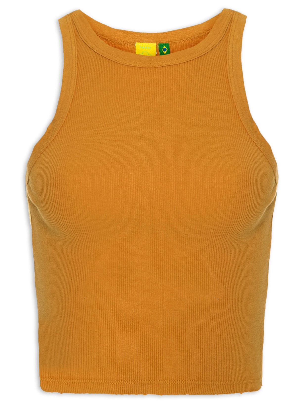 Regata Feminina Cropped Rib Marrom Farm