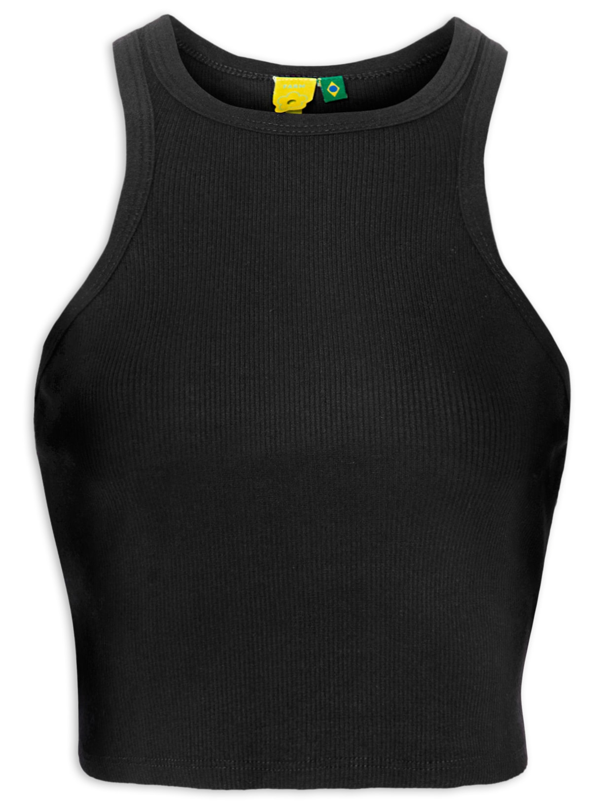 Regata Feminina Cropped Rib - Preto