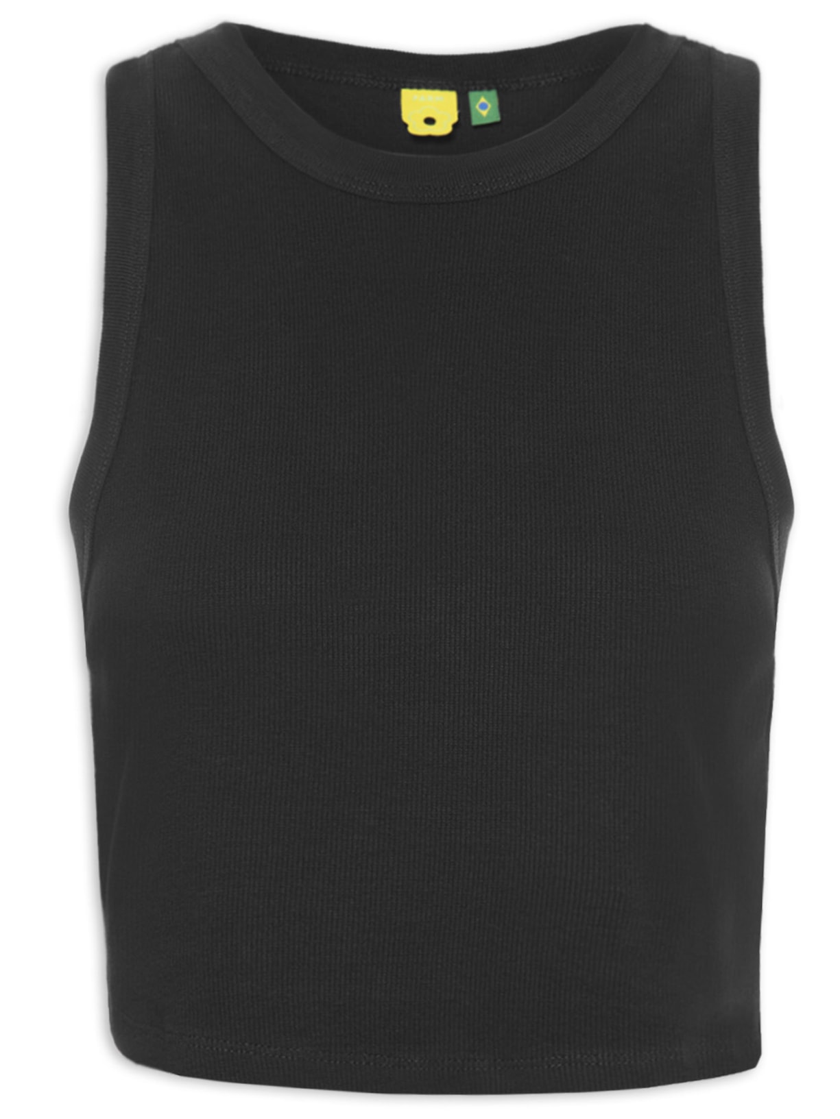 Regata Feminina Cropped Rib - Preto