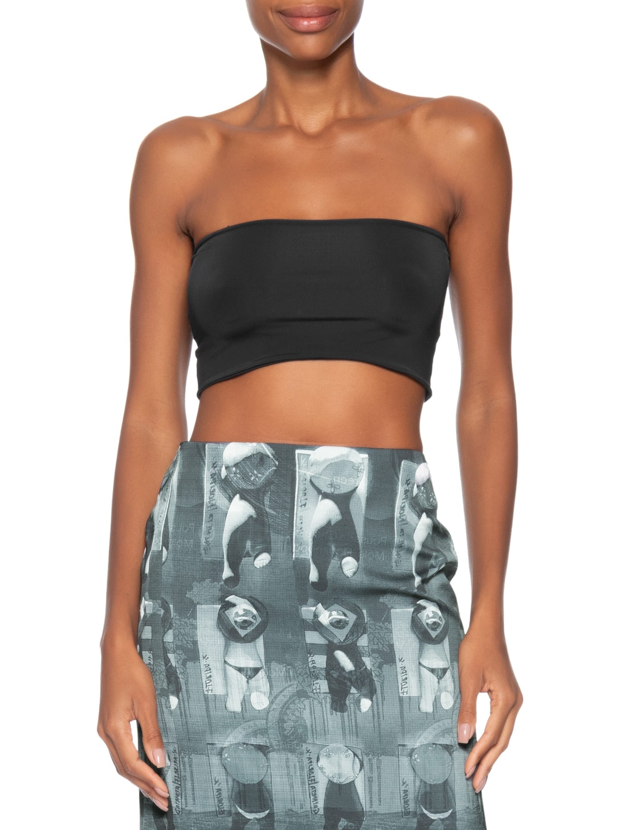 Regata Feminina Cropped Satin Preto Galavote