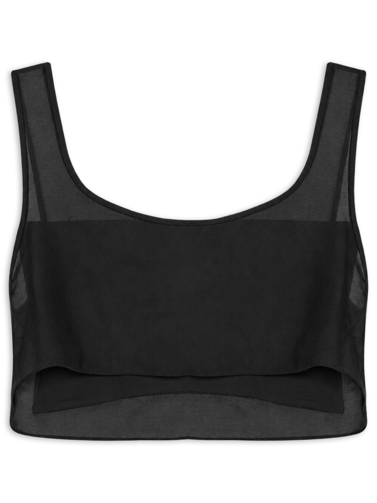 Regata Feminina Cropped Satin Preto Galavote