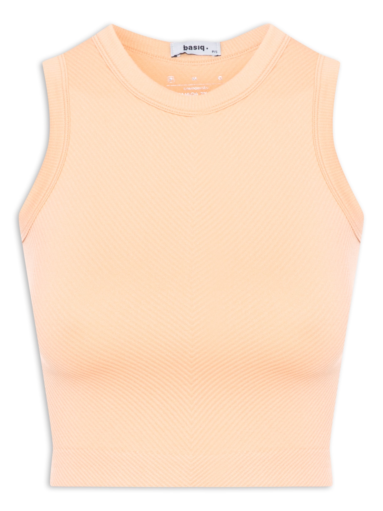 Regata Feminina Cropped Texturizada - Bege