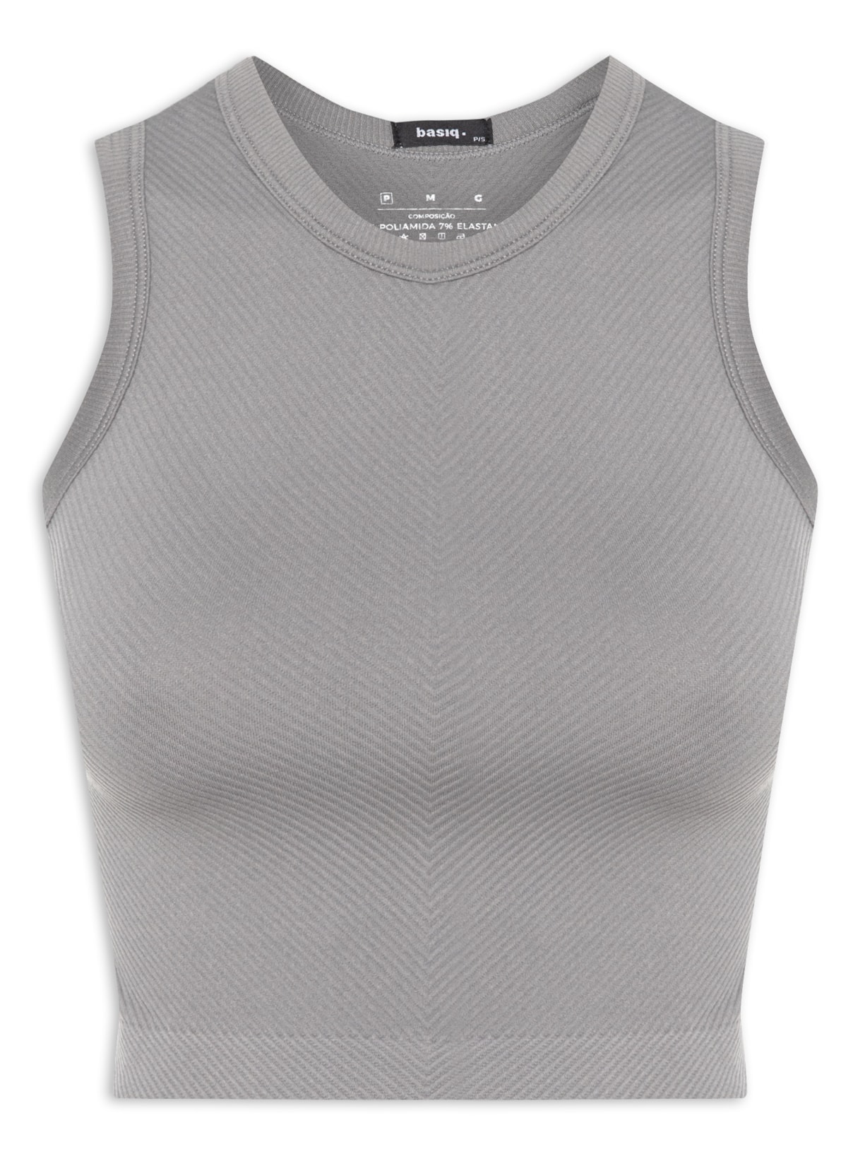 Regata Feminina Cropped Texturizada - Cinza