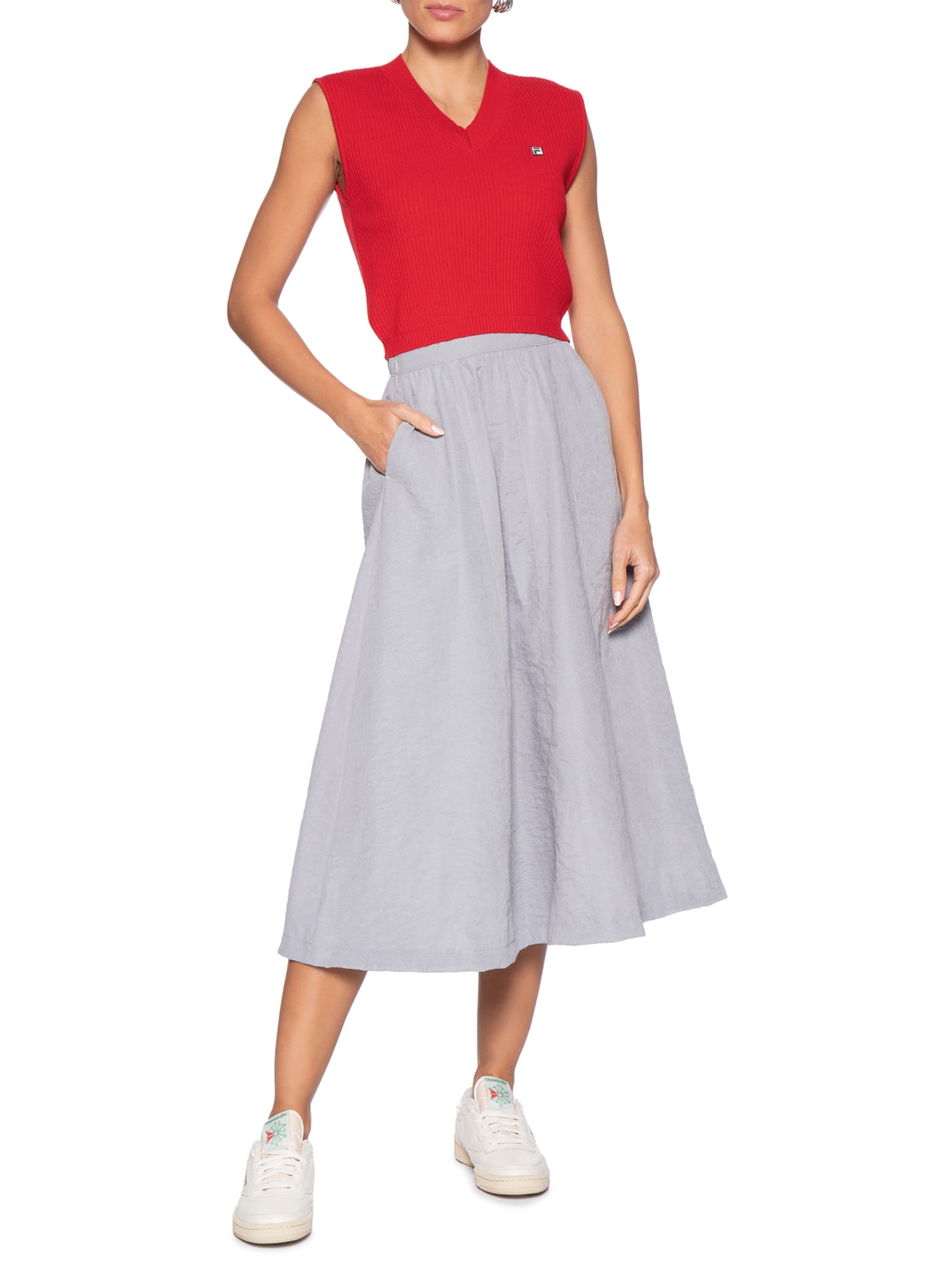 Regata Feminina Cropped Tricot Ag Vermelho Fila